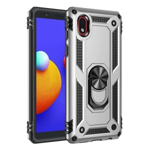 Samsung Galaxy A01 Core Kılıf Sofya Yüzüklü Silikon Kapak - Gümüş