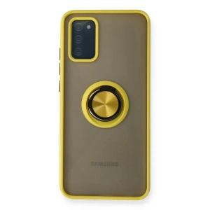 Samsung Galaxy A02S Kılıf Montreal Yüzüklü Silikon Kapak - Sarı