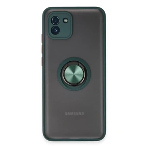 Samsung Galaxy A03 Kılıf Montreal Yüzüklü Silikon Kapak - Yeşil