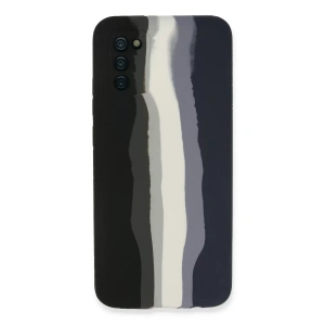 Samsung Galaxy A03S Kılıf Ebruli Lansman Silikon - Siyah-Lacivert
