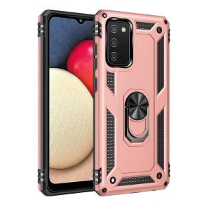 Samsung Galaxy A03S Kılıf Sofya Yüzüklü Silikon Kapak - Rose