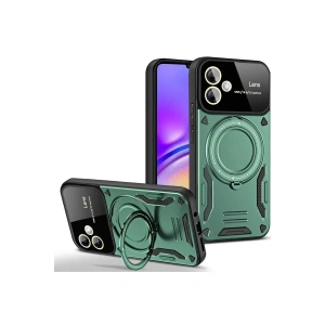 Samsung Galaxy A05 Kılıf Joy Lens Standlı Kapak - Koyu Yeşil