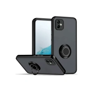 Samsung Galaxy A06 Kılıf Montreal Yüzüklü Silikon Kapak - Siyah