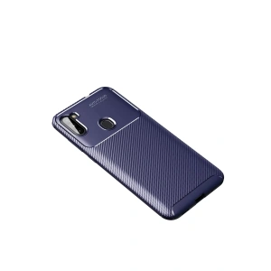 Samsung Galaxy A11 Kılıf Auto Focus Karbon Kapak - Lacivert