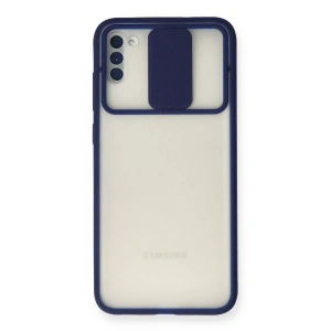 Samsung Galaxy A11 Kılıf Palm Buzlu Kamera Sürgülü Silikon - Lacivert