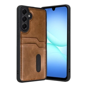 Samsung Galaxy A17 5G Sara Kartvizitli Deri Kılıf - Taba
