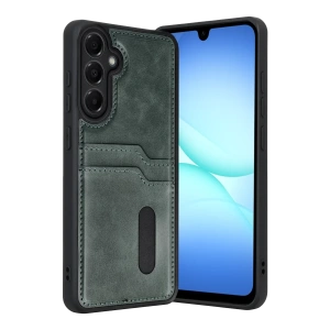 Samsung Galaxy A17 5G Sara Kartvizitli Deri Kılıf - Yeşil
