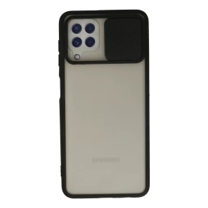 Samsung Galaxy A22 Kılıf Palm Buzlu Kamera Sürgülü Silikon - Siyah