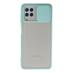 Samsung Galaxy A22 Kılıf Palm Buzlu Kamera Sürgülü Silikon - Turkuaz