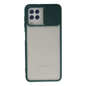 Samsung Galaxy A22 Kılıf Palm Buzlu Kamera Sürgülü Silikon - Yeşil