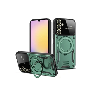 Samsung Galaxy A26 Kılıf Joy Lens Standlı Kapak - Koyu Yeşil