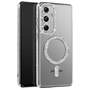 Samsung Galaxy A57 5G Joke Simli Magneticsafe Kılıf - Gümüş
