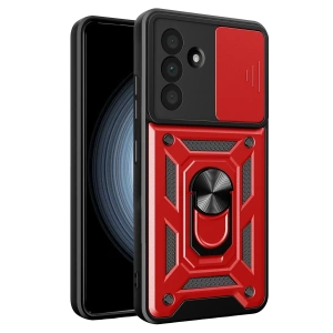Samsung Galaxy A57 5G Pars Lens Yüzüklü Silikon - Kırmızı