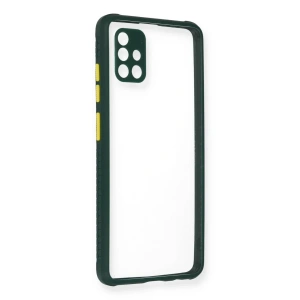 Samsung Galaxy A71 Kılıf Miami Şeffaf Silikon - Koyu Yeşil