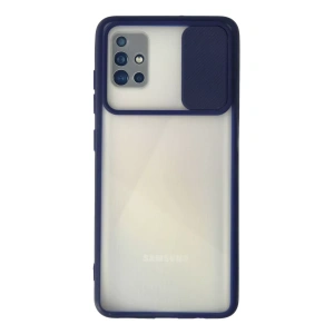 Samsung Galaxy A71 Kılıf Palm Buzlu Kamera Sürgülü Silikon - Lacivert