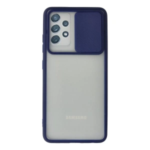 Samsung Galaxy A72 Kılıf Palm Buzlu Kamera Sürgülü Silikon - Lacivert