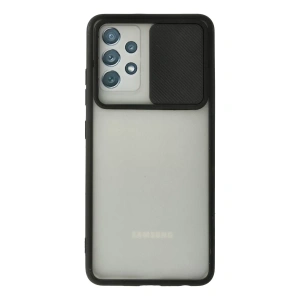 Samsung Galaxy A72 Kılıf Palm Buzlu Kamera Sürgülü Silikon - Siyah