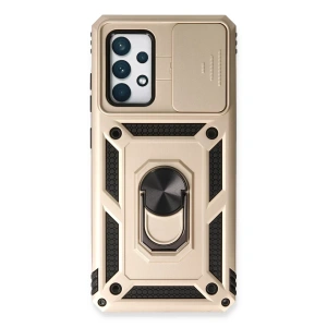 Samsung Galaxy A73 5G Kılıf Pars Lens Yüzüklü Silikon - Gold