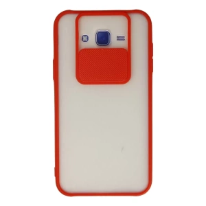 Samsung Galaxy J7 Kılıf Palm Buzlu Kamera Sürgülü Silikon - Kırmızı