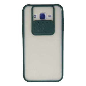 Samsung Galaxy J7 Kılıf Palm Buzlu Kamera Sürgülü Silikon - Yeşil
