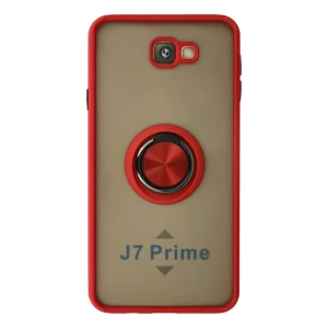 Samsung Galaxy J7 Prime Kılıf Montreal Yüzüklü Silikon Kapak - Kırmızı