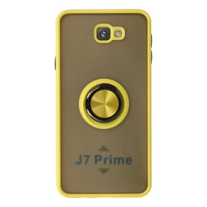 Samsung Galaxy J7 Prime Kılıf Montreal Yüzüklü Silikon Kapak - Sarı