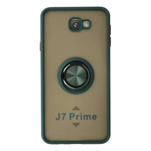 Samsung Galaxy J7 Prime Kılıf Montreal Yüzüklü Silikon Kapak - Yeşil