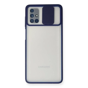 Samsung Galaxy M51 Kılıf Palm Buzlu Kamera Sürgülü Silikon - Lacivert