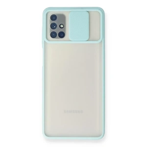 Samsung Galaxy M51 Kılıf Palm Buzlu Kamera Sürgülü Silikon - Turkuaz