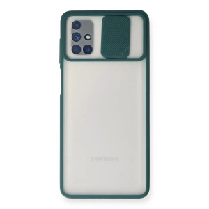Samsung Galaxy M51 Kılıf Palm Buzlu Kamera Sürgülü Silikon - Yeşil