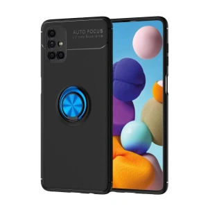 Samsung Galaxy M51 Kılıf Range Yüzüklü Silikon - Siyah-Mavi