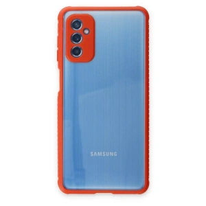 Samsung Galaxy M52 5G Kılıf Miami Şeffaf Silikon - Kırmızı