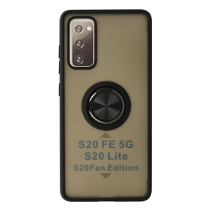 Samsung Galaxy S20 FE Kılıf Montreal Yüzüklü Silikon Kapak - Siyah