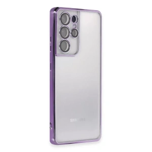 Samsung Galaxy S21 Ultra Kılıf Lensli Silikon - Mor