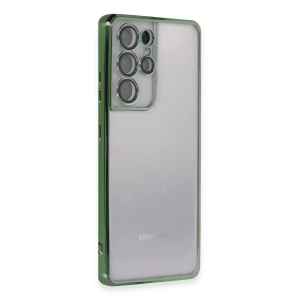 Samsung Galaxy S21 Ultra Kılıf Lensli Silikon - Yeşil