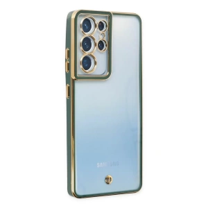 Samsung Galaxy S21 Ultra Kılıf Liva Lens Silikon - Yeşil
