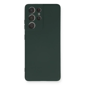 Samsung Galaxy S21 Ultra Kılıf Nano içi Kadife Silikon - Koyu Yeşil