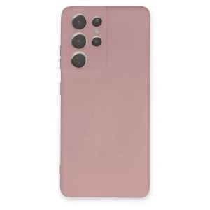 Samsung Galaxy S21 Ultra Kılıf Nano içi Kadife Silikon - Pudra