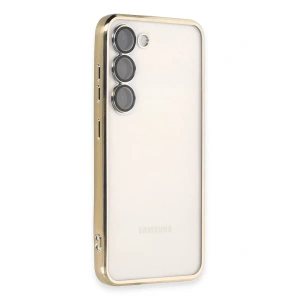 Samsung Galaxy S23 Plus Kılıf Lensli Silikon - Gold