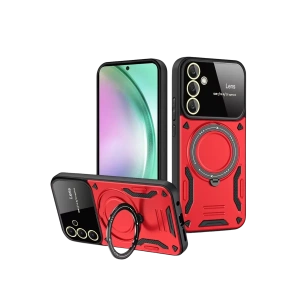 Samsung Galaxy S24 FE Kılıf Joy Lens Standlı Kapak - Kırmızı