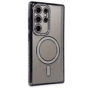 Samsung Galaxy S24 Ultra Kılıf Joke Simli Magneticsafe Kılıf - Siyah
