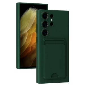 Samsung Galaxy S24 Ultra Kılıf Kelvin Kartvizitli Silikon - Koyu Yeşil