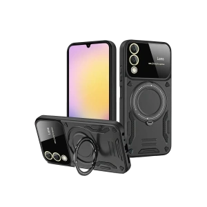 Samsung Galaxy S25 Edge Kılıf Joy Lens Standlı Kapak - Siyah