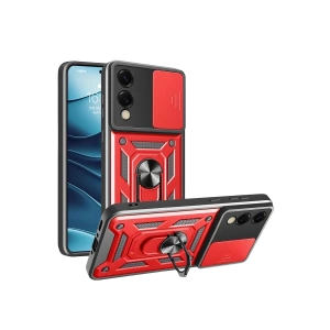 Samsung Galaxy S25 Edge Pars Lens Yüzüklü Silikon - Kırmızı