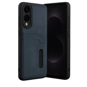 Samsung Galaxy S25 Edge Sara Kartvizitli Deri Kılıf - Lacivert
