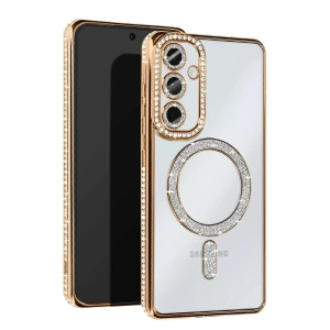 Samsung Galaxy S25 Kılıf Joke Simli Magneticsafe Kılıf - Gold
