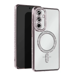 Samsung Galaxy S25 Kılıf Joke Simli Magneticsafe Kılıf - Gümüş