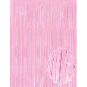Soft Pembe Püsküllü Kapı Perdesi - Parti, Baby Shower, Cinsiyet Partisi 1x2 m