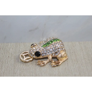 Swarovski Taşlı Minik Figür - Kurbağa