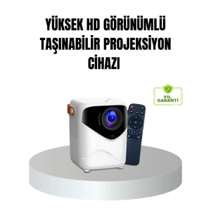 Taşınabilir 1080P HD Akıllı Projektör – 64GB Dahili Hafıza, 2GB RAM, Uzaktan Kumandalı